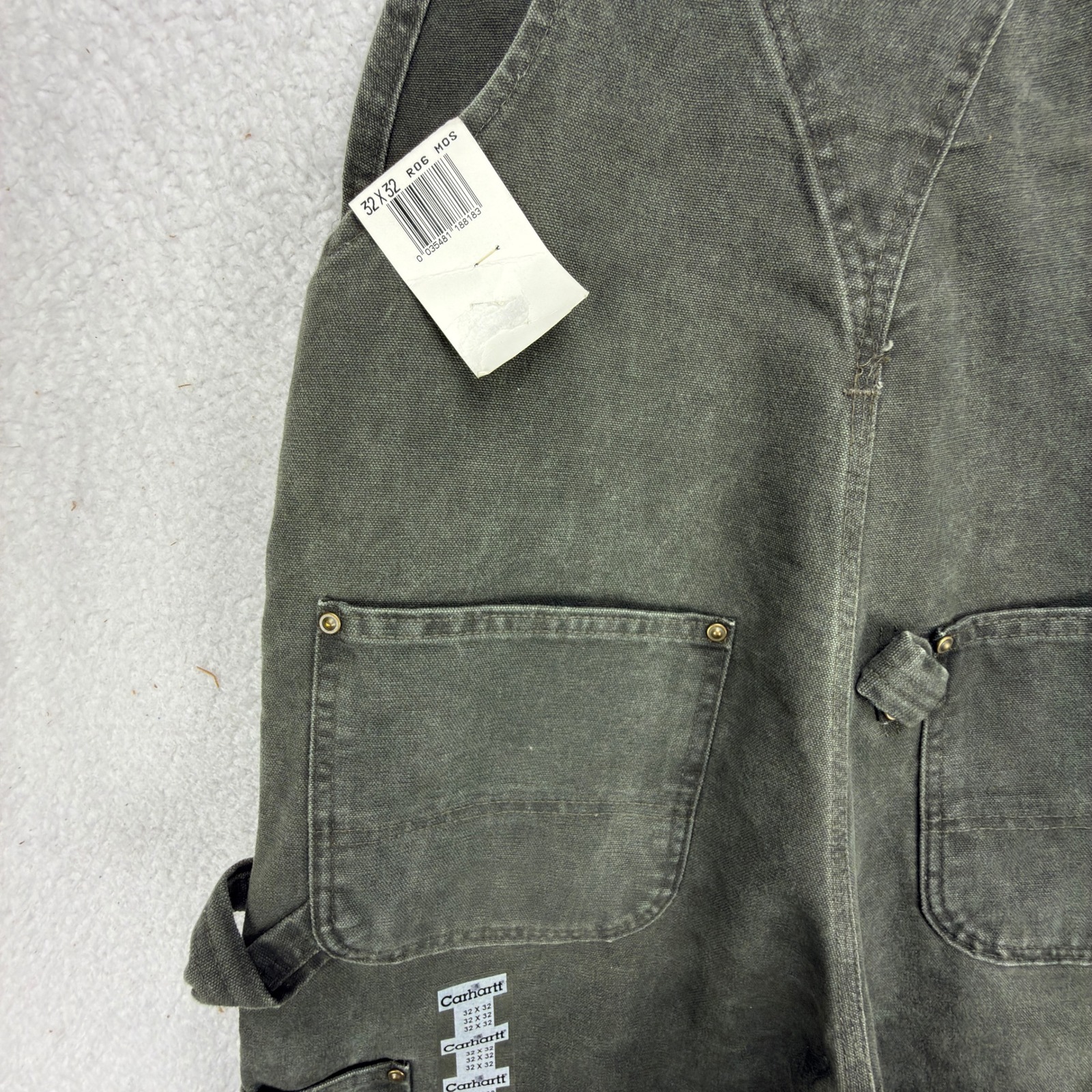 Carhartt Sandstone Bib Overall Double Knee Men 32x32 R06 Mos Green Nwt Nos